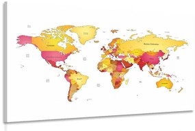 Εικόνα του παγκόσμιου χάρτη σε χρώματα - 120x80