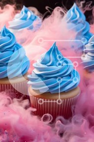 Intra Συλλεκτικό Ξύλινο Παζλ Plywood  4mm - Πολύχρωμα cupcakes με μπλε γλάσο και ψεκασμούς Σε Ξύλινο Κουτί - Διαστάσεις: 10x10 cm – 25 κομμάτια