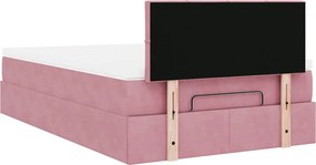 vidaXL Οθωμανικό κρεβάτι με στρώμα ροζ 120x190 cm Velvet
