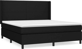 vidaXL Κρεβάτι Boxspring με Στρώμα Μαύρο 180x200 εκ. Υφασμάτινο