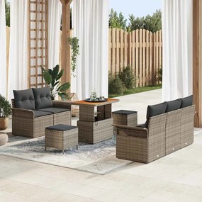 vidaXL Σετ Καναπέ Κήπου Ρυθμιζόμενο ύψος 8 pcs Γκρι συνθετικό ρατάν