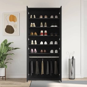 vidaXL Ντουλάπα Παπουτσιών Μαύρο 80 x 39 x 180 εκ Επεξεργασμένο ξύλο