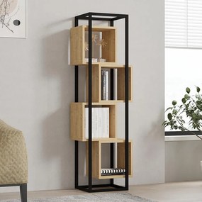 Βιβλιοθήκη Gridur oak - μαύρο μεταλλικό σκελετό 44x29x140 εκ. 44x29x140 εκ.