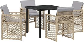 vidaXL Σέτ φαγητού για κήπο 5 pcs Μπεζ συνθετικό ρατάν