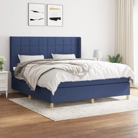vidaXL Κρεβάτι Boxspring με Στρώμα Μπλε 160x200 εκ. Υφασμάτινο