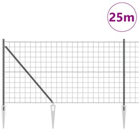 vidaXL Ευρωπαϊκός Φράχτης με 13 Σταυρούς 1.2x25 μ Γαλβανισμένος Χάλυβας Γκρι