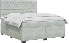 vidaXL Κρεβάτι box spring με στρώμα Ανοιχτό γκρι 140 x 190 cm Βελούδο