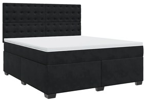 vidaXL Κρεβάτι Boxspring με Στρώμα Μαύρο 180x200 εκ. Βελούδινο