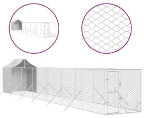 Κλουβί Σκύλου Εξ. Χώρου με Οροφή Ασημί 2x14x2,5 μ. Γαλβ. Ατσάλι - Ασήμι