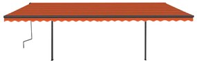 vidaXL Τέντα Συρόμενη Αυτόματη με Στύλους Πορτοκαλί/Καφέ 6 x 3,5 μ.
