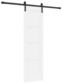 vidaXL Συρόμενη Πόρτα με Σετ Εξαρτημάτων Λευκή 61x198.5 εκ. Συμπαγές Ξύλο Πεύκου