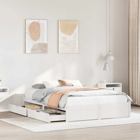 vidaXL Σκελετός Κρεβ. Χωρίς Στρώμα Λευκό 160x200 εκ Μασίφ Πεύκο