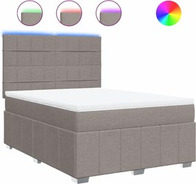 vidaXL Κρεβάτι Boxspring με Στρώμα Taupe 140x190 εκ. Υφασμάτινο