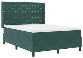 vidaXL Κρεβάτι με ελατήρια Σκούρο πράσινο 140 x 190 cm Βελούδο