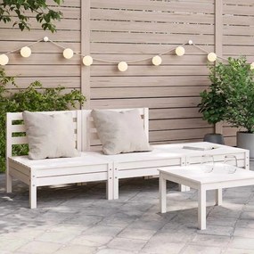 vidaXL Corner Sofa 3-θέσιο Solid pine wood Λευκό πεύκο 3-seater