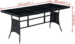 vidaXL Σετ Τραπεζαρίας Εξ. Χώρου 9 τεμ. Μαύρο Συνθ. Ρατάν με Μαξιλάρια
