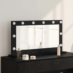 vidaXL Καθρέφτης Vanity με LED Φώτα Μαύρο Δρυς 80x45x18 εκ.
