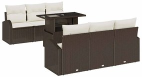 vidaXL Σετ Καναπέ Κήπου με μαξιλάρι 7 pcs Καφέ Πολυ ράταν
