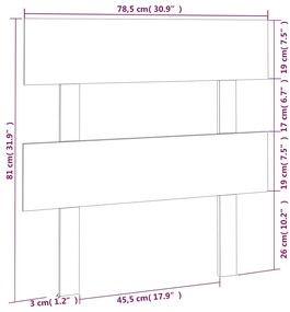 vidaXL Κεφαλάρι Κρεβατιού 78,5 x 3 x 81 εκ. από Μασίφ Ξύλο Πεύκου