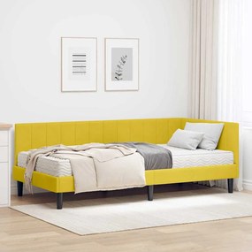 vidaXL Κρεβάτι Γωνίας με στρώμα Κίτρινο 90 x 190 cm Βελούδο