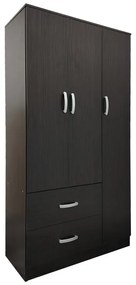 Ντουλάπα τρίφυλλη με 2 συρτάρια Lego pakoworld σε wenge απόχρωση 90x42x180εκ