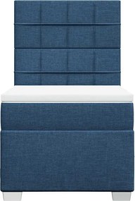 vidaXL Κρεβάτι Boxspring με Στρώμα Μπλε 90x200 εκ.Υφασμάτινο