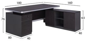 Επαγγελματικό γραφείο C2092R Δεξιά γωνία Rosewood 180x160x76 εκ. 180x160x76 εκ.
