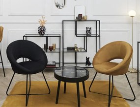 ΚΑΡΈΚΛΕΣ &amp; ΠΟΛΥΘΡΌΝΕΣ ROUND VELVET ARMCHAIR GIULIA YELLOW HD0064