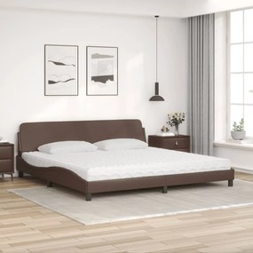 vidaXL Κρεβάτι με Στρώμα Καφέ 200x200 εκ. Συνθετικό Δέρμα
