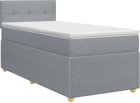 vidaXL Κρεβάτι box spring με στρώμα Ανοιχτό γκρι 100 x 200 cm Ύφασμα