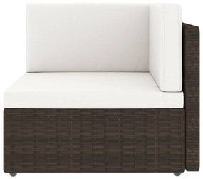 vidaXL Καναπές Αρθρωτός Διθέσιος Καφέ από Συνθετικό Ρατάν