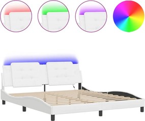vidaXL Πλαίσιο Κρεβατιού με LED Χωρίς Στρώμα Zadar Λευκό 180x200εκ.