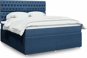 vidaXL Κρεβάτι Boxspring με Στρώμα Μπλε 180x200 εκ. Υφασμάτινο