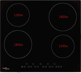 vidaXL Εστία Κεραμική με 4 Εστίες και Πλήκτρα Αφής 6000 W