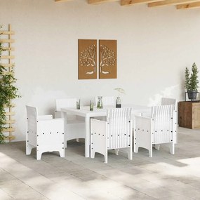 vidaXL Τραπέζι Κήπου Λευκό 150x100x73 εκ. Πολυ Ρατάν