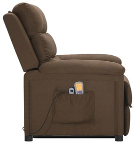vidaXL Πολυθρόνα Μασάζ με Ανύψωση Καφέ Υφασμάτινη