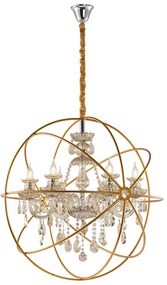 Artekko Artekko Chandelier Πολυέλαιος 6φωτος σε Χρυσή Σφαίρα με Σαμπανιζέ Κρύσταλλο (80x80x80)cm 023-3034-A1