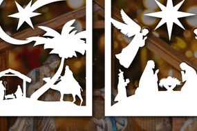 Σετ των 2 Intra απο ξύλο plywood 3mm-4mm πάχος Χριστουγεννιάτικο NATIVITY Decor Δίασταση 25x25 cm INTRAFABR-46757259