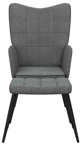 vidaXL Πολυθρόνα Relax Σκούρο Γκρι Υφασμάτινη με Σκαμπό