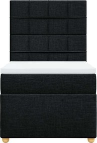 vidaXL Κρεβάτι Boxspring με Στρώμα Μαύρο 100 x 200 εκ. Υφασμάτινο