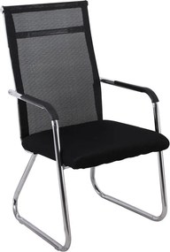 ALTA Πολυθρόνα Γραφείου Επισκέπτη Χρώμιο, Mesh Μαύρο   4τμχ