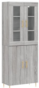 vidaXL Ντουλάπι Γκρι Sonoma 69,5 x 34 x 180 εκ. Επεξεργασμένο Ξύλο