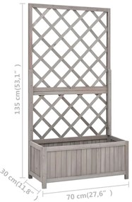 vidaXL Γλάστρα Κήπου με Καφασωτό Γκρι 70x30x135 εκ. Μασίφ Ξύλο Ελάτης
