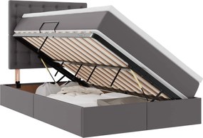 vidaXL Κρεβάτι Αποθήκης με στρώμα Γκρι 120 x 200 cm Τεχνητό Δέρμα