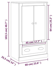 Ντουλάπι Γυαλ. Λευκό 60x35,5x103,5 εκ. από Επεξεργασμένο Ξύλο - Λευκό