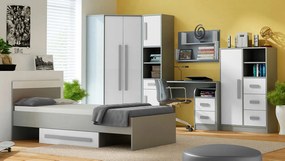 Σιφονιέρα Akron H100, Άσπρο, Ανθρακί, Γκρι, Με συρτάρια και ντουλάπια, Αριθμός συρταριών: 3, 132x80x40cm, 49 kg, Ξύλο: Δρυς | Epipla1.gr