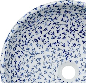 vidaXL Νιπτήρας Λευκός και Μπλε Φ41x14 εκ. Κεραμικός