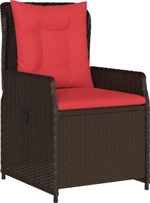 vidaXL Σέτ φαγητού για κήπο με μαξιλάρι 7 pcs Καφέ Πολυ ράταν