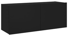 vidaXL Έπιπλο Τοίχου Τηλεόρασης με LED Μαύρο 100x35x41 εκ.