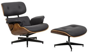 Πολυθρόνα-υποπόδιο relax Jenna μαύρο pu- plywood καρυδί-βάση χρωμίου 82x92x82εκ 82x92x82 εκ.